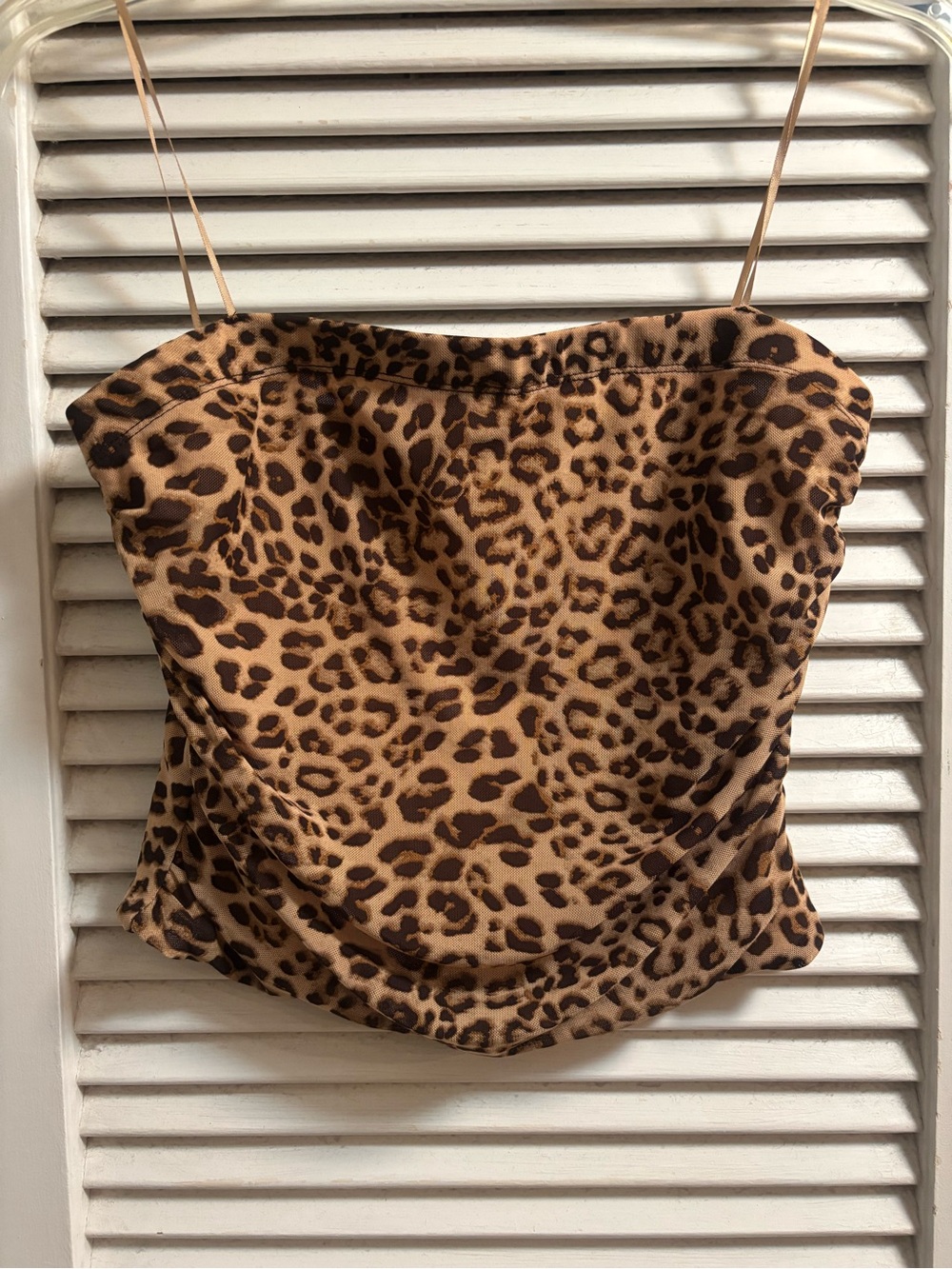 iris Leopard Print Satin Cami - Brown/Tan